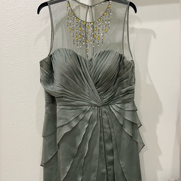Adrianna Papell Womens Green Frosted Sage Beaded Evening Gown SIZE 16 - Picture 2 of 7